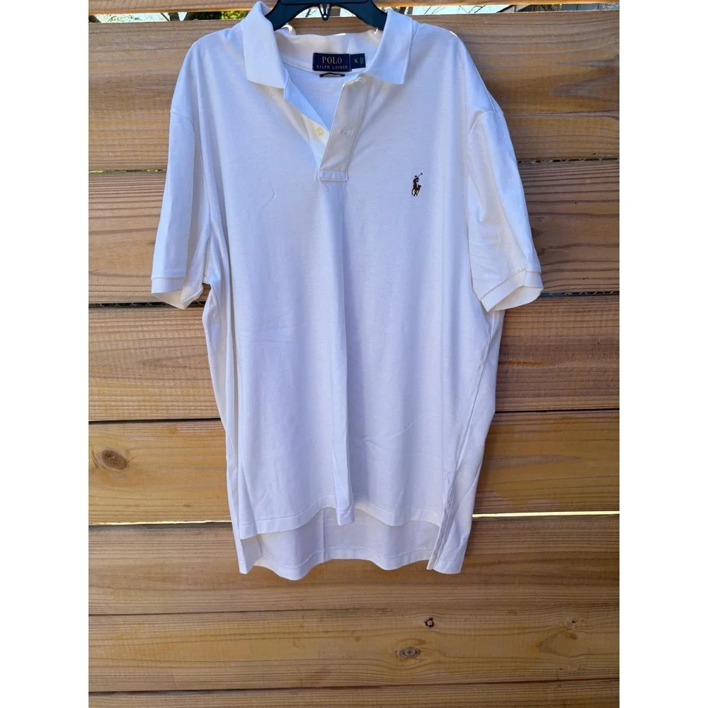 Polo Ralph Lauren Mens XL White Pima Soft Touch Short Sleeve Polo Shirt